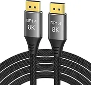 PremiumCord 8K DisplayPort 1.4 Cable M/M 0.5 m, Male to Male, 32.4 Gbps, Video UHD 8K @ 60Hz, 5K @ 60Hz, 4K @ 144Hz, HDCP 2.2, Gold-Plated Connectors, Textile Cable Braid