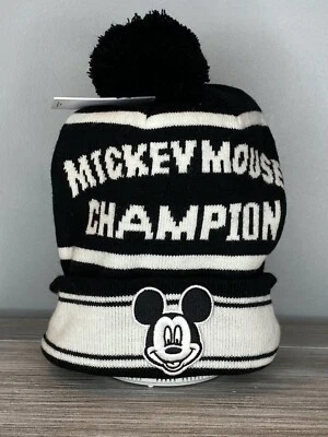 New Neff Disney Mickey Mouse Champion Black and White Pom Beanie Hat
