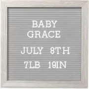Pearhead 10" x 10" Letterboard, Rustic Nursery, Message Board, Light Gray