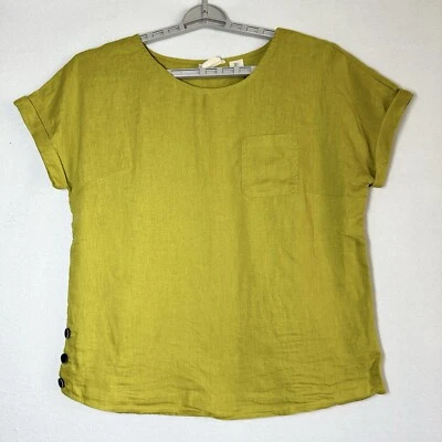 Christian Siriano New York Linen Top Women's L Pullover Short Sleeve New
