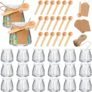 20 Pcs Small Glass Jars with Plastic Lids Spoons 3.4 Oz Yogurt Pudding Jars Clea