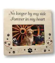 Pet Memorial Ceramic Picture Frame - No Longer By My Side Forever in My Heart -