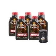 5L Motul 8100 X-CLEAN + 5W30 Wix Filter Motor Oil Change Kit API SN/CF (for: Honda)