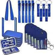 5 Set Baby Shower Game Prizes for Winners with Bottle Opener Mini Screwdriver Keychain Mini Flashlight Pen Clear Tote Bag Nail Clipper Set Party Favors Gift for Men Bachelor Party (Blue)