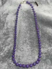 Vintage Purple Lucite Necklace 30” Graduated Bead - Spring Ring Clasp Women