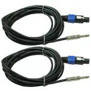 2 speakon compatible to 1/4 PA DJ speaker cables cords 25 FT foot PAIR OF CABLES