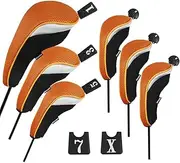 Andux 6pcs/Set Golf Hybrid Club Head Covers and Wood Club Head Covers (3 Hybrid Covers + 3 Wood Covers)
