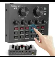 V8 Audio USB External Sound Card Headset Microphone Webcast Personal Live...