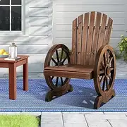 ALFORDSON Outdoor Wagon Wheel chair 1-Seater with Armrests, Durable Fir Wood Lawn Furniture Rustic Appearance for Patio Garden Park Porch, UV-Resistant Armchair Lounge, 180kg Weight Capacity, Charcoal
