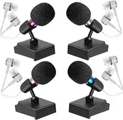 ULDIGI Mini Microphone Set 4pcs Mics Windproof Muffs Covers and Stands for Recording Singing Podcasting Phone Laptop Accessory