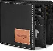 [Wrangler] Men’s Bifold Slim RFID Blocking Wallet with Stealth AirTag Holder, Genuine Leather