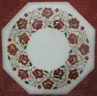 Marble Corner Table Carnelian Stone Inlay Work Cofffee Table Top for Cafeteria