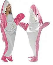 Adult Shark Blanket, Shark Blanket Hoodie, Wearable Shark Blanket Kids Super Soft Cozy Shark Sleeping Bag, Shark Tail Shark Onesie Blanket for Cosplay Shark Costume and Shark Lovers,140cm