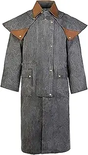 [CHALLENGER] Mens Oilskin Western Australian Waterproof Duster Coat Jacket 23101GR