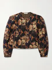 [Ulla Johnson] Ulla Johnson - Clarisse Quilted Printed Cotton-poplin Jacket - Black - medium medium Black