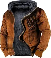 [Generic] Men's Jackets Big And Tall Print Hoodie And Fleece Coat Jackets Men Fashion Winter