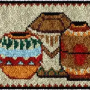 African Tapestry Haven - Vibrant Pot Latch Hook Kit for Home Decor, Crochet Yarn