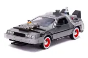 NEW Back the Future 3 Die-Cast DeLorean Model Time Machine Raw Metal 1:24 Scale
