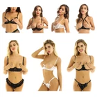 Women Sheer Lace Bra Top Open Nipple Exposed Bralette Bra Set Lingerie AU