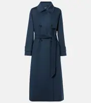 ['S Max Mara] 'S Max Mara Belted virgin wool coat UK 12 blue
