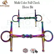 Rainbow Multi Color Bit Double Jointed Lozenge Full Cheek Snaffle Horse Bit