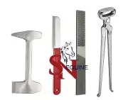 Horse Hoof Kit with Hoof Nipper 12 inch Hoof rasps & Scraper and Buffer