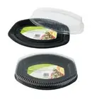 24x Reusable Plastic Large Oval Platter with Clear Dome Lids Catering Party Tray