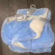 Parents Choice Walmart Royal Plush Baby Blanket Blue Soft Sherpa Quilted NWT