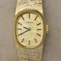 在飛比找Yahoo!奇摩拍賣優惠-《寶萊精品》Tissot 天梭金黃橢圓型手動女子錶