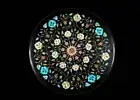 15" Round Black Marble Coffee Tea Table Precious Stone Modern Art Furniture Deco