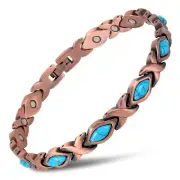 ® 99.9% Pure Copper Turquoise Magnetic Bracelet - 3000 Gauss Magnetic Copper ...