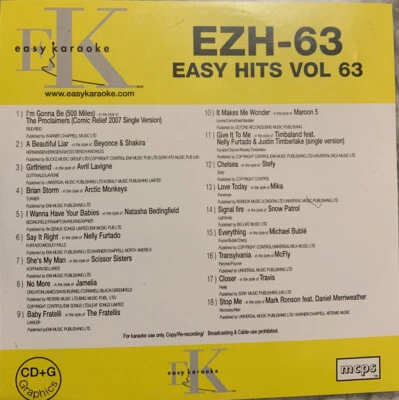 Easy Karaoke Hits Series -EZH63 - McFly, Maroon 5, Michael Buble (CDG Disc)