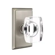 Emtek Windsor Crystal Door Knob Passage Set Rectangular Rosette Pewter