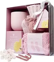 Hot Water Bottle Gift Set |Hot Chocolate Gift Set With Mug |Christmas Presents For Women |Mini, Hot Water Bottle With Cover |Cosy, Pink Gifts |Hot Chocolate Sachet |Mallows |Mug |Socks |Candy Cane