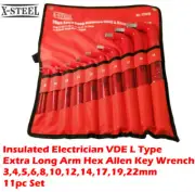 Insulated Electrician VDE L Type Long Arm Hex Allen Key Wrench 3-22mm 11pc Set
