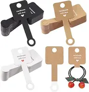 Keadic Necklace Display Cards Assortment Set, White/Black/Kraft Blank Jewelry Cardboard Holder Hang Tags Card for Selling Necklaces Bracelet Keychain (White & Black & Kraft, 1-3/5” x 4 Inches)