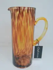 Glass Pitcher Tortoise Shell Art Hand Blown Handle Amber Dwell Studio 10.75" (A)