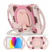 Nevenka Cat Tablet Case For iPad 10th Kids Friendly with Handle Stand-Pink