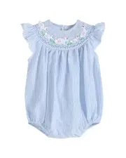 Lil Cactus Seersucker Bunny Smocked Flutter Romper