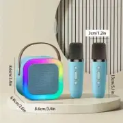 Mini Karaoke Machine for Kids Adults, Portable Bluetooth Speaker with 2 Mics