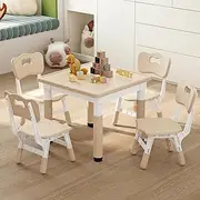 Kids Table and Chairs Set, Height Adjustable Toddler Table and Chair Set, Graffiti Desktop, Classroom/Daycare/Home, Children Multi-Activity Table for Ages 2-8 (Set 2)