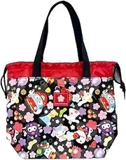 Hatayama Shoji 33201935 Lunch Tote Bag with Drawstring Japanese Pattern, Sanrio Characters, Black, Approx. H 7.9 x W 11.8 x D 3.9 inches (20 x 30 x 10 cm)