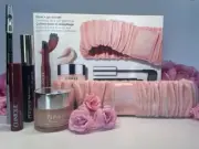 New Clinique Glow + Go Out Make Up Set with Clinique Pink Headband Free Shipping