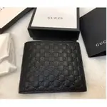 二手GUCCI GUCCISSIMA 雙G LOGO壓紋 咖啡色 對折短夾 333042 圖~