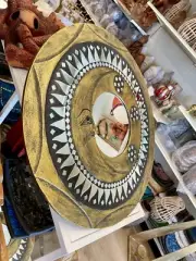 Mosaic Mirror Garden Hanging Moon & Sun Gold Round 24” D Bali by Zenda Imports