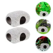 2 Pcs Betta Fish Tank Rock Shelter House Spawning Cave Decoration