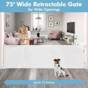 Kiskiz Retractable Baby Gate White 75"