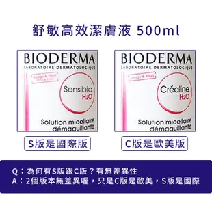 【Bioderma 貝膚黛瑪】舒敏 高效潔膚液 500ml 貝德瑪 卸妝水 潔膚水 卸妝液 潔膚液 公司貨