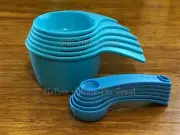 Tupperware Measuring Cups & Spoons Set Nesting Scoops BLUE Baking Kitchen Tools