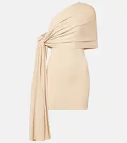 [Aya Muse] Aya Muse Chara one-shoulder silk-blend minidress AU 12 beige